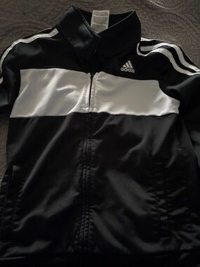 adidas Black and White Zip-Front Track Jacket